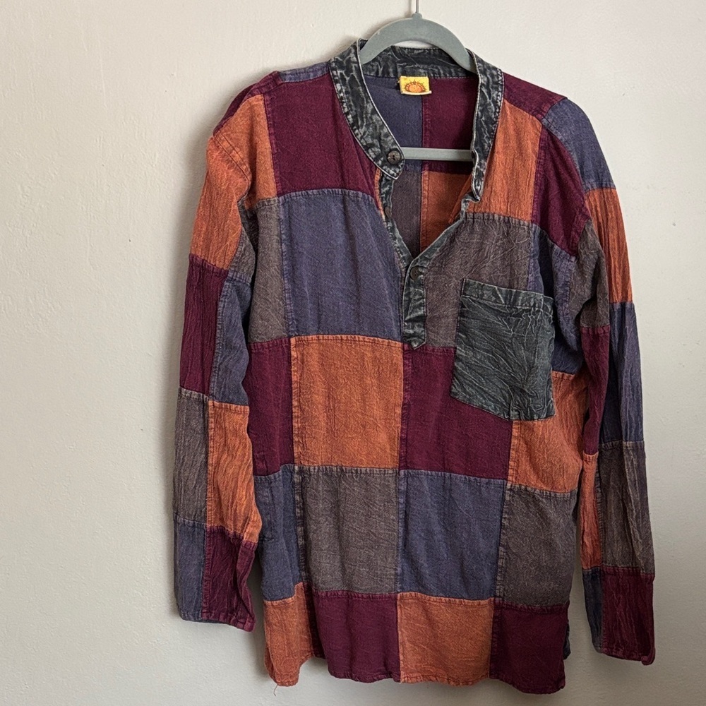Karma Circle U.S.A Patchwork Long Sleeve Shirt size large/XL